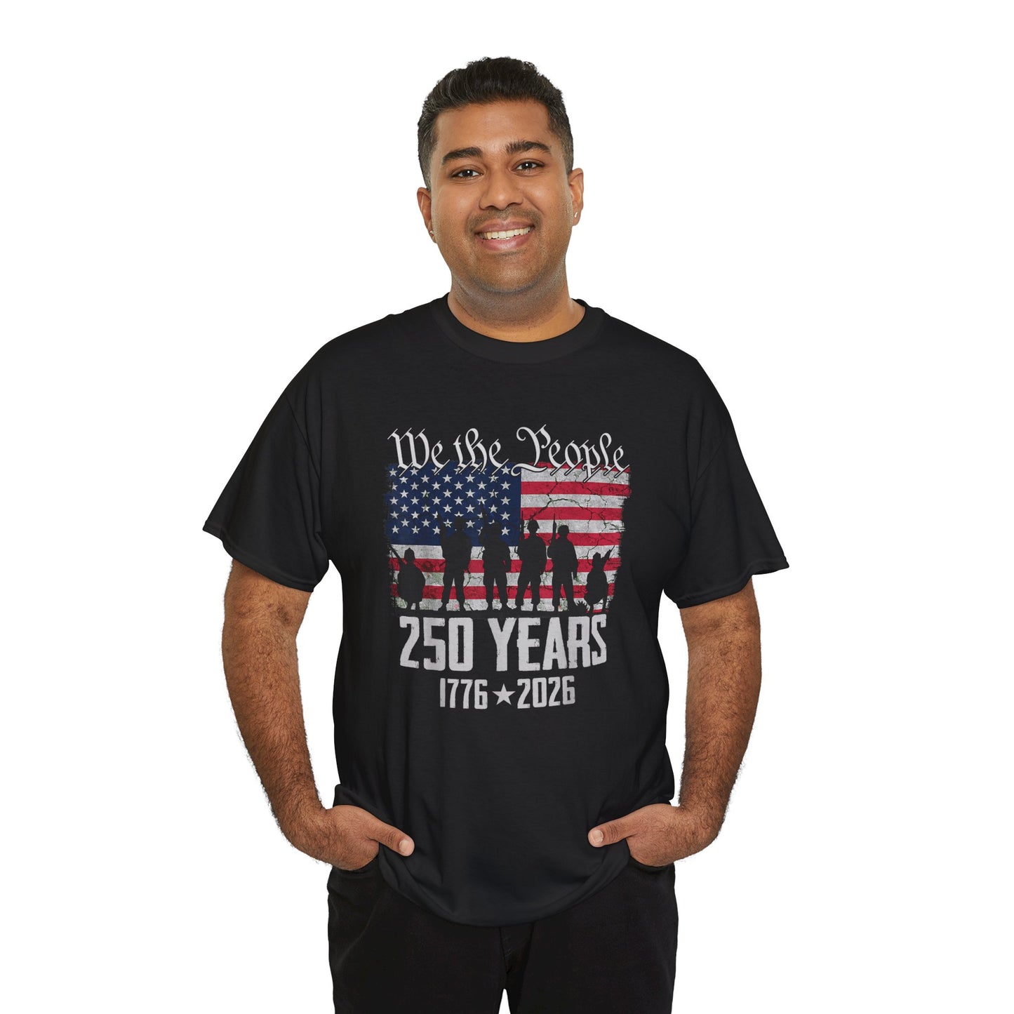 250 Years of Freedom - Distressed Silhouetted Soldiers Tee Shirt