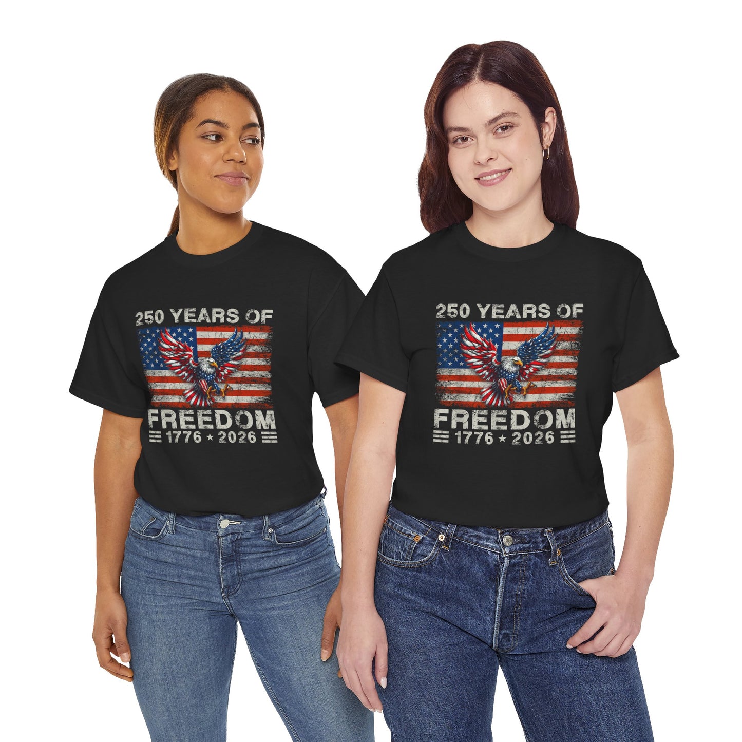 250 Years of Freedom - Distressed Silhouetted Eagle Tee Shirt