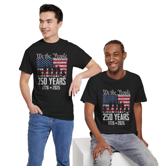 250 Years of Freedom - Distressed Silhouetted Soldiers Tee Shirt