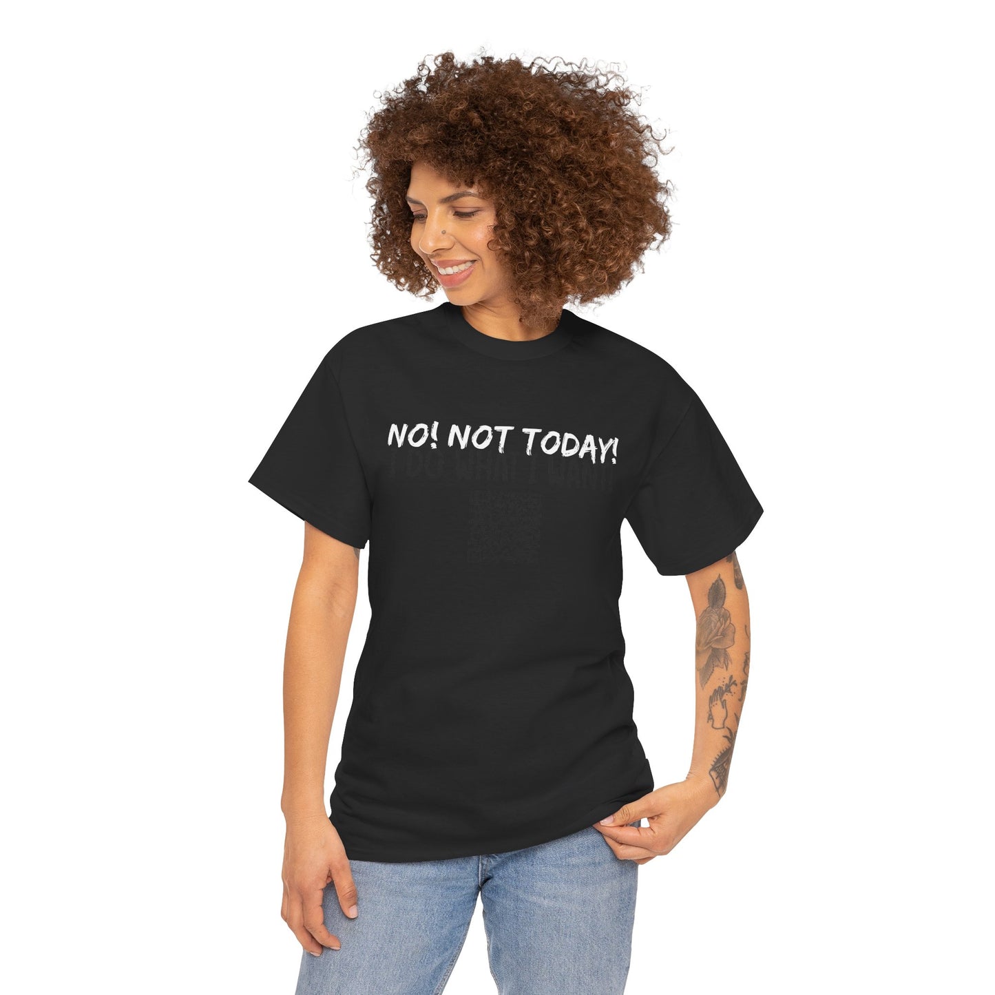 No! Not Today - I Do What I Want - Barcode Surprise Tee Shirt - Cute Kitten