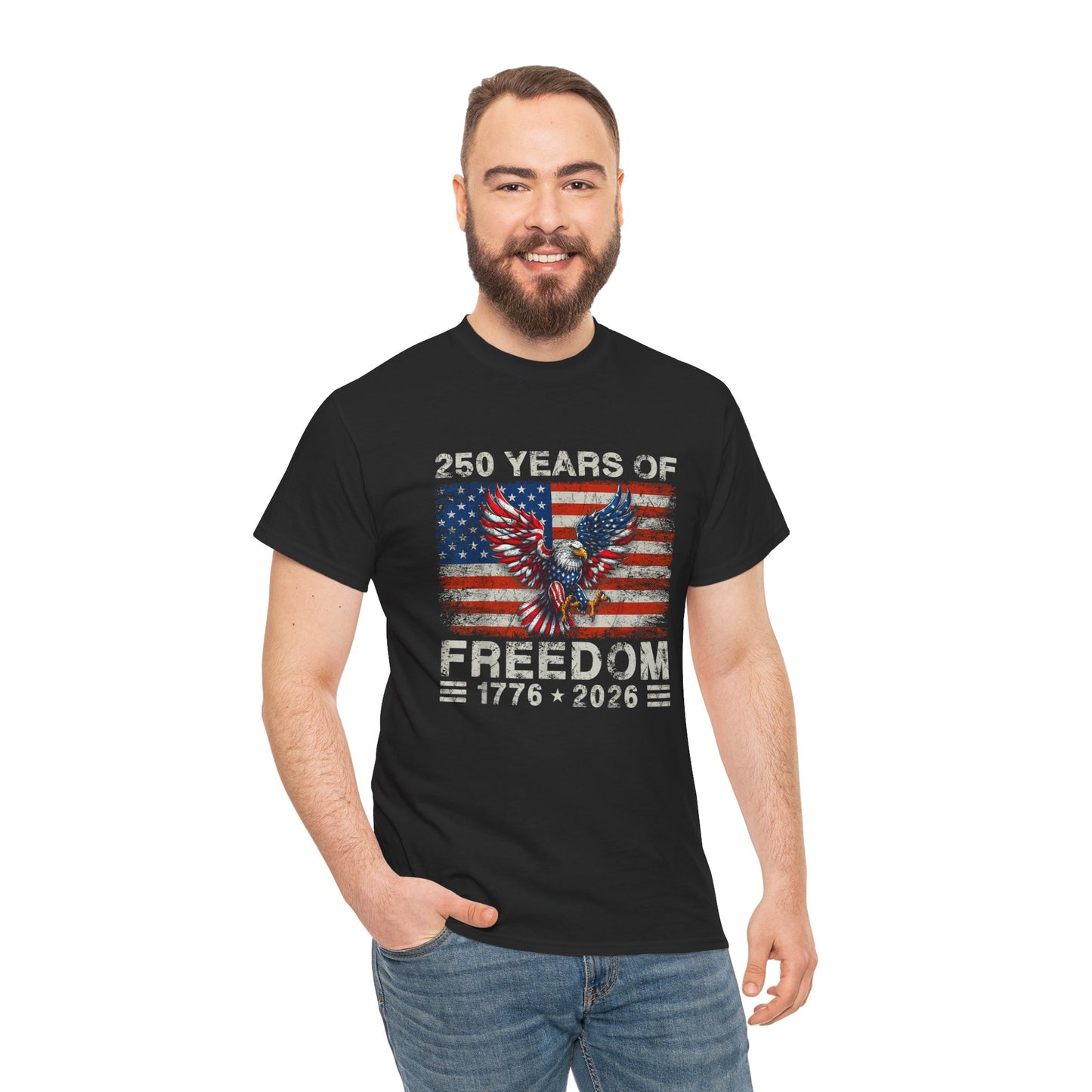 250 Years of Freedom - Distressed Silhouetted Eagle Tee Shirt