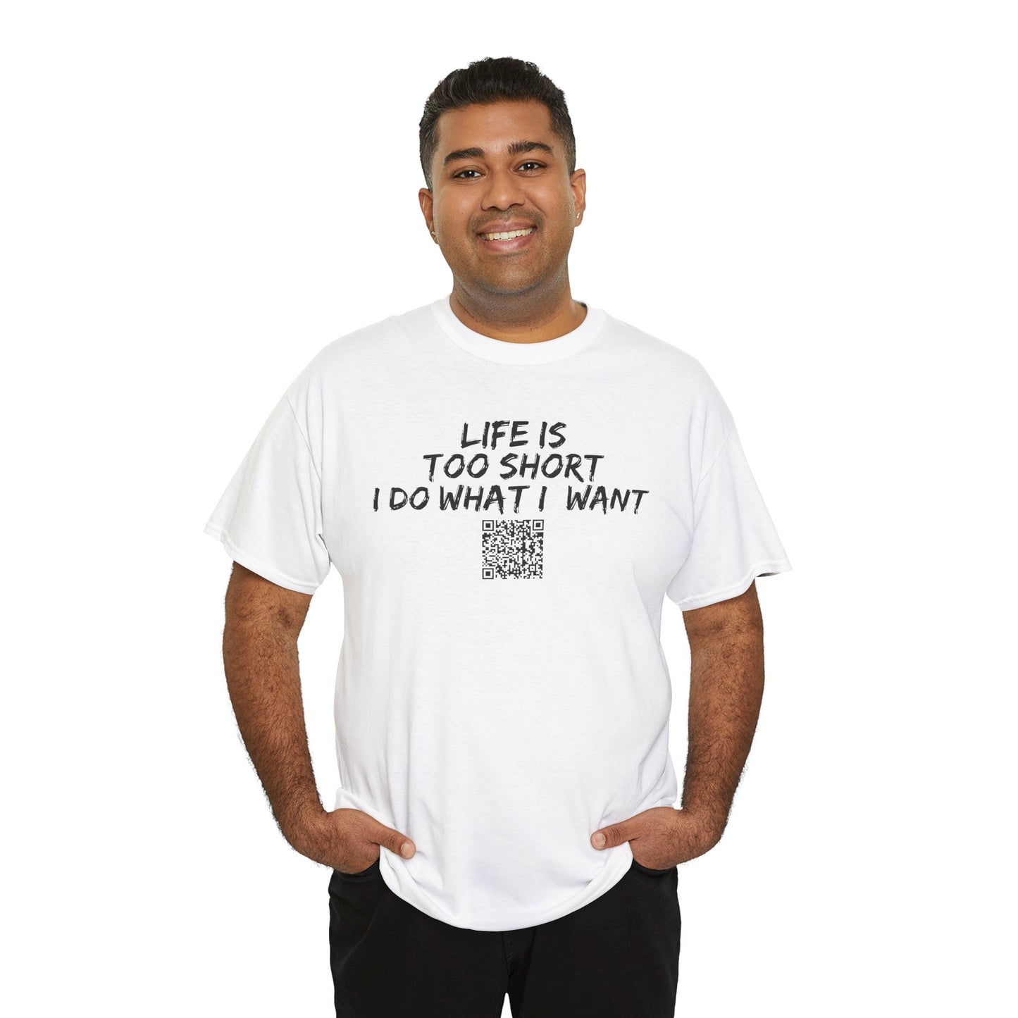 Life is Too Short - I Do What I Want - Barcode Surprise Tee Shirt - Cute Puppy