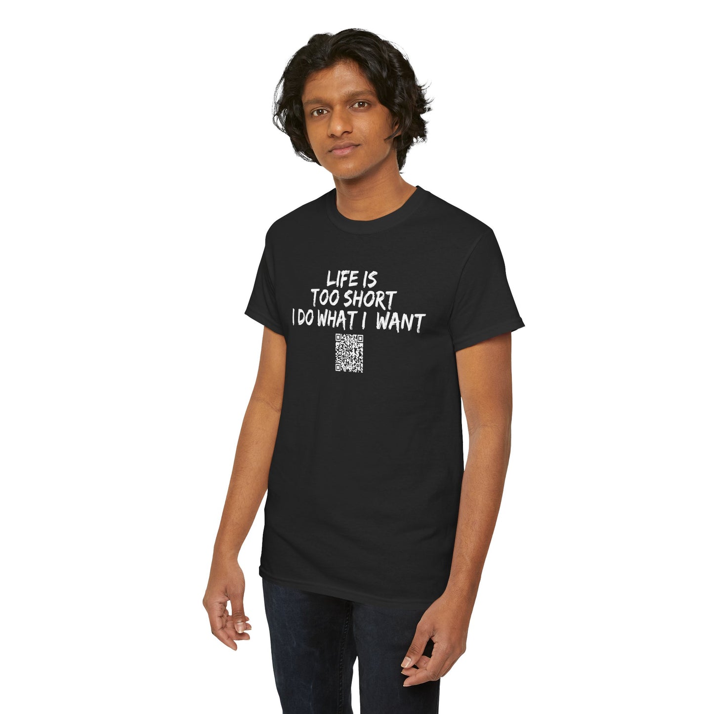 Life is Too Short - I Do What I Want - Barcode Surprise Tee Shirt - Cute Puppy
